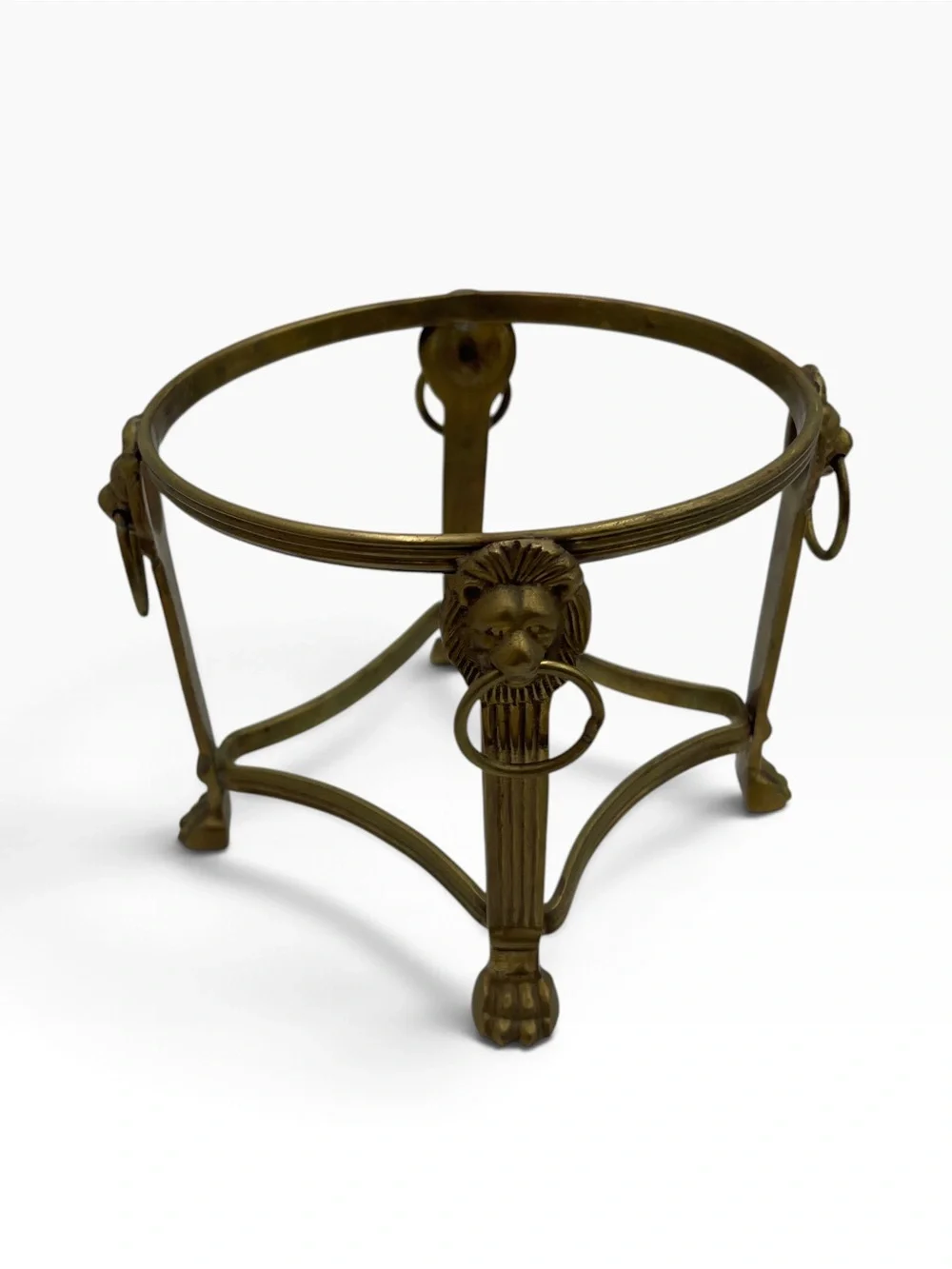 ✨ Vintage Ornate Brass Lion Head Orb & Crystale Ball Stand | Claw Feet